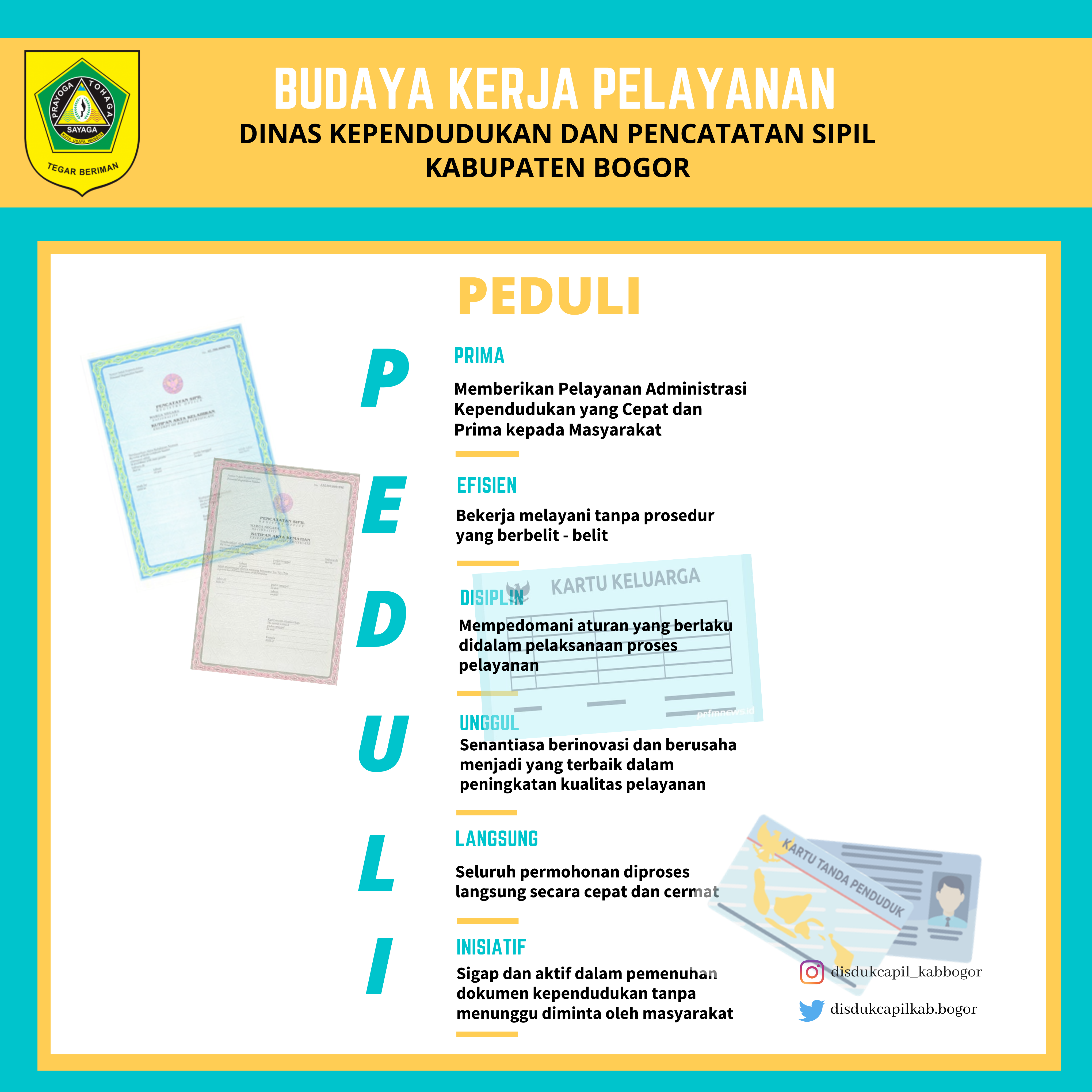 Disdukcapil menerapkan Budaya Pelayanan PEDULI